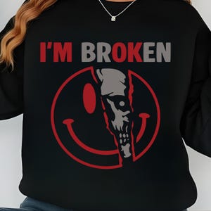 I'm Broken Smiley Face Design: Mental Health Awareness PNG SVG (Digital Download