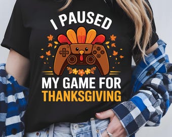 I paused my game of Thanksgiving SVG PNG, Happy Thanksgiving Gaming Fall Turkey Gamer Boys Kids Png, Boys Turkey Gaming, Instant Download