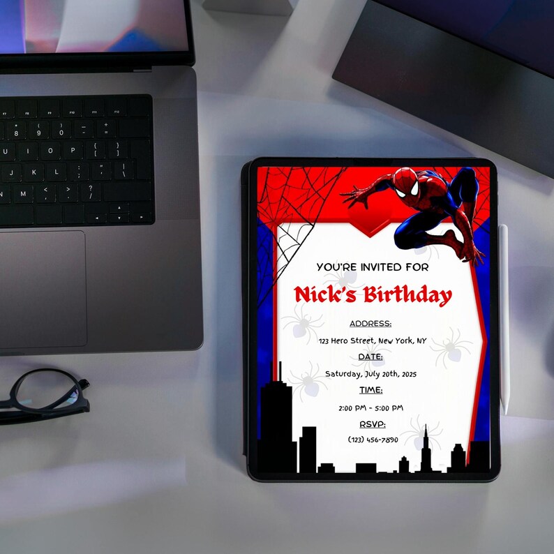 Spiderman Theme Birthday Invite, Card, Printable, Editable Canva ...