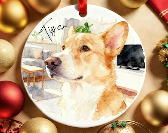 Presente de Natal para a Família, Enfeite de Natal com Foto de Cachorro em Memória do Seu Animal de Estimação, Enfeite Personalizado para Pet, Lembrança de Natal com Nome Personalizado, Enfeite para Cachorro, Enfeite para Animal de Estimação