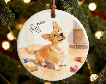 Enfeite personalizado com retrato do seu animal de estimação, enfeite personalizado com foto de cachorro, lembrancinha de Natal com nome personalizado, enfeite para cachorro
