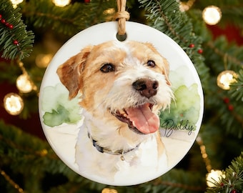 Enfeite de Natal para Cachorro, Enfeite Personalizado com Retrato de Animal de Estimação, Enfeite Personalizado para Pet, Enfeite Memorial com Foto de Cachorro, Enfeite para Animal de Estimação, Lembrança de Natal com Nome