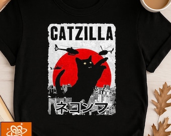 Camiseta Catzilla Comfort Colors: divertida camiseta con estampado de gato