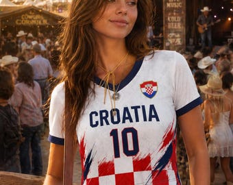 Kroatië voetbal crop-top jersey aangepaste naam nummer vrouwen mesh voetbalfanshirt
