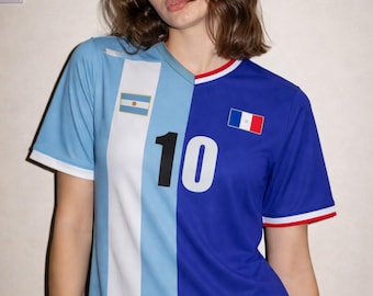 Personalized Half & Half Soccer Jersey, Custom Binational Football Shirt with Name and Number