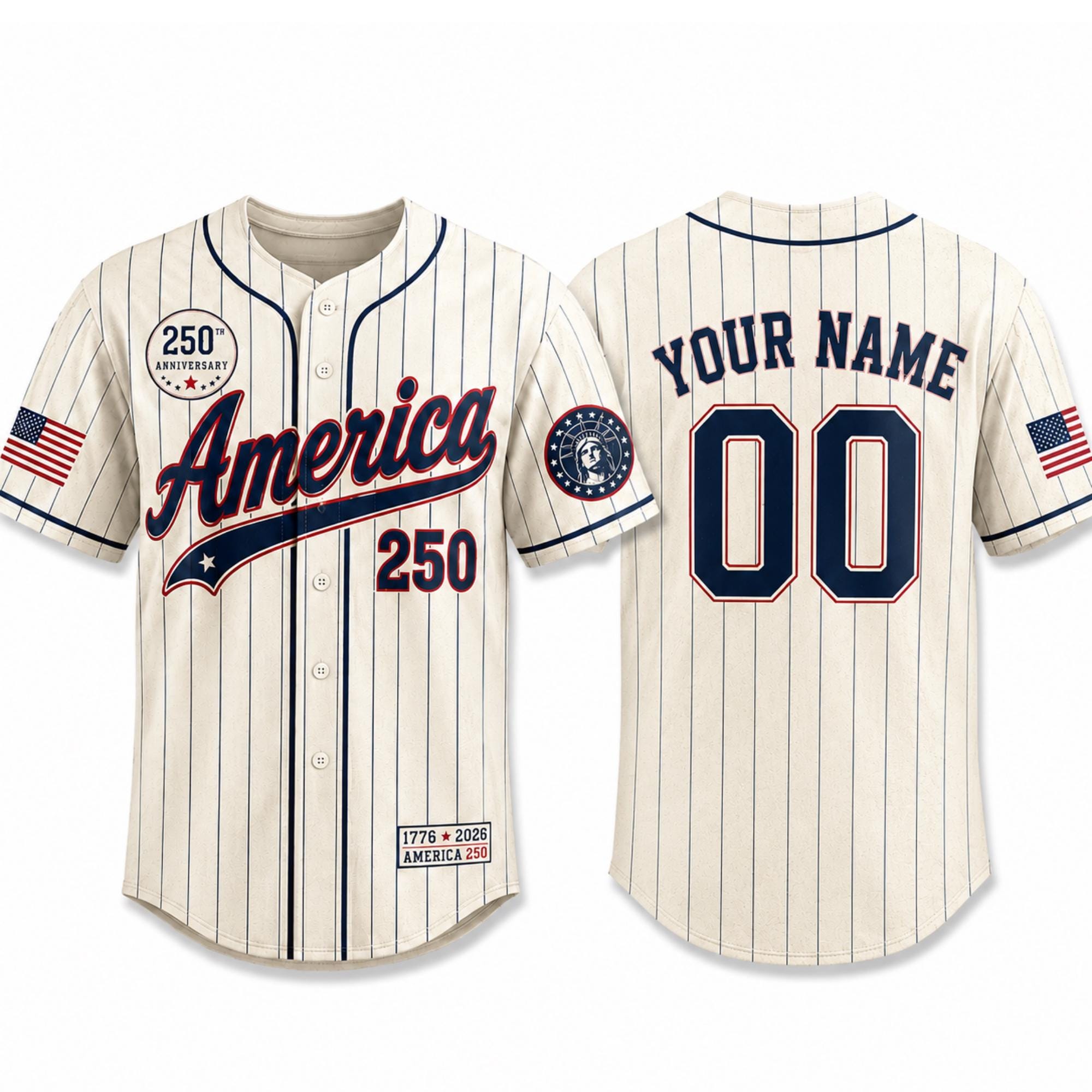 Discover Patriotic Statue of Liberty Print Shirt USA 250th Anniversary Baseball Jersey America 17762026 July 4th Gift for Him