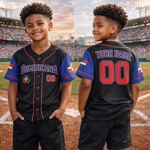 Personalized Dominicana Baseball Jersey: Dominican Republic Flag Sleeves