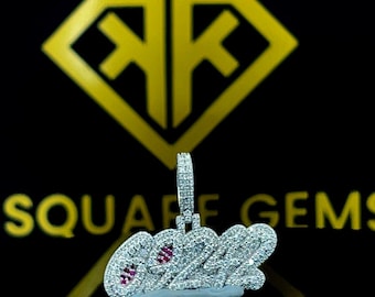 Custom Moissanite Iced Out Letter Pendant, 925 Silver Hip Hop Charm