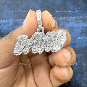 Men&#39;s Custom VVS Moissanite Pendant, Iced out Moissanite Pendant, Customize Pendants in Any Letters, Hip Hop Jewelry Christmas Gift