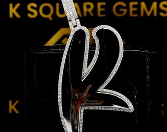 Custom VVS Moissanite Letter Pendant, Sterling Silver Hip Hop Style