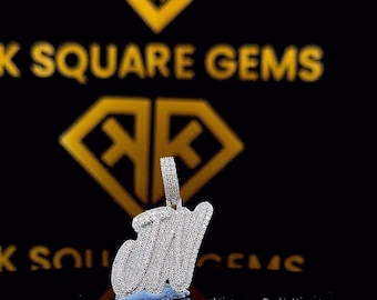 Custom Moissanite Letter Pendant: Iced Out Sterling Silver Hip Hop Jewelry