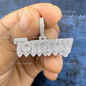 Custom Letter Name VVS Moissanite Pendant, Silver Hip Hop VVS Moissanite Pendant, VVS Moissanite Custom Pendant, Custom Moissanite Pendant