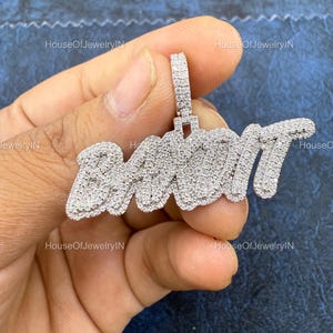 Iced Out Moissanite Anhänger Benutzerdefinierter Name Anhänger Benutzerdefinierter Name Anfangsbuchstabe Hip Hop Anhänger 925er Silber Anhänger für Männer Rapper Anhänger