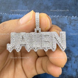 Custom VVS Moissanite Diamond Rapper Pendant, 925 Starling Silver Ice Out Diamond Pendant, Hip Hop Diamond Pendant For Men&#39;s, Gift For Him