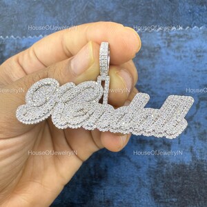 Customize Hip Hop Pendant, Custom Letter And Number Pendant, Iced Out Pendant, 925 Sterling Silver, Mens Hip Hop Pendant Pass Diamond Tester