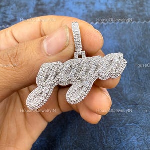 Round Cut VVS1 Moissanite Letter Pendant, Iced Out Hip Hop Pendants, Custom Moissanite Charm Pendant, Halloween Gift Pendant