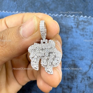 Colgante de hip hop con letra personalizada, nombre de la suerte personalizado, colgante de número de hip hop para hombre, colgante de moissanita, joyería de hip hop Ice Out