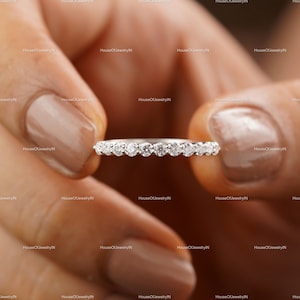 Round Moissanite Band, 1.80 MM Round Cut Colorless Moissanite Wedding Band, Half Eternity Moissanite Band, Stacking Ring, Anniversary Band