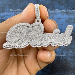 Moissanite Hip Hop Pendant, Any Custom Letter Pendant, Custom Letter, Iced Out Diamond Pendant, 925 Sterling Silver Men&#39;s Pendant
