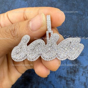 Iced Out Moissanite Anhänger Benutzerdefinierter Name Anhänger Benutzerdefinierter Name Anfangsbuchstabe Hip Hop Anhänger 925er Silber Anhänger für Männer Rapper Anhänger