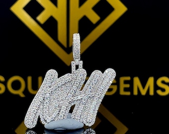 Custom Moissanite Letter Pendant: Sterling Silver Hip Hop Jewelry