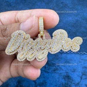 Benutzerdefinierte VVS Moissanite Diamant Rapper Anhänger, 925 Starling Silber Ice Out Diamant Anhänger, Hip Hop Diamant Anhänger für Herren, Geschenk für ihn