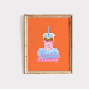 Iced Coffee & Books Art Print: Bookish Wall Decor