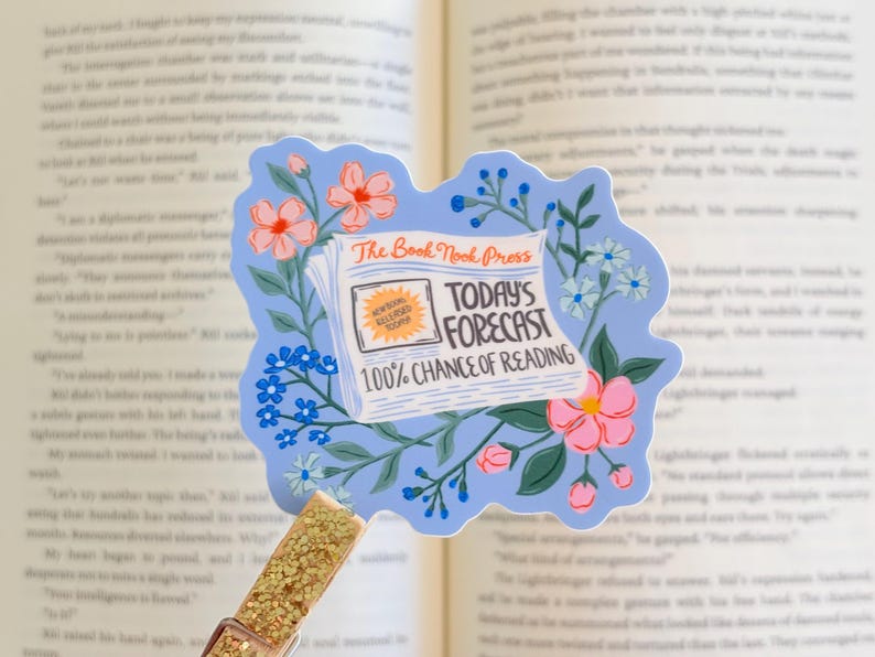 Stiker Let's Read 100% Chance of Reading Sticker, Book Lover Sticker - Etsy