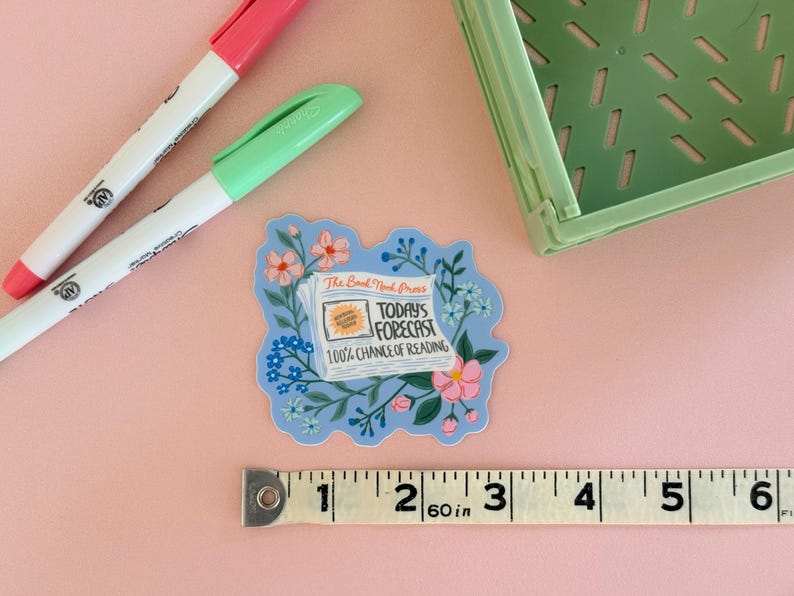 Stiker Let's Read 100% Chance of Reading Sticker, Book Lover Sticker - Etsy