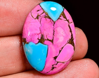 Cotton Candy Turquoise Oval Shape Cotton Candy Turquoise Gemstone 27X19X5 mm 24 Carat Cotton Candy Crystal Gift For Her