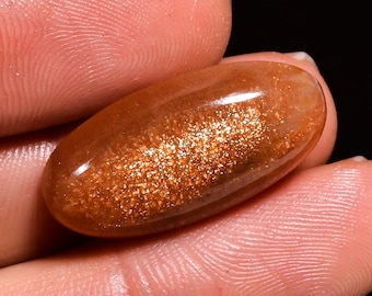 Natural Sunstone Cabochon, Oval Healing Crystal Stone (25X12X6 mm, 16 Carat)