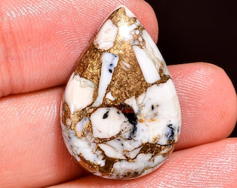 Cabujón de turquesa blanca de cobre con forma de pera, gema de 18 quilates