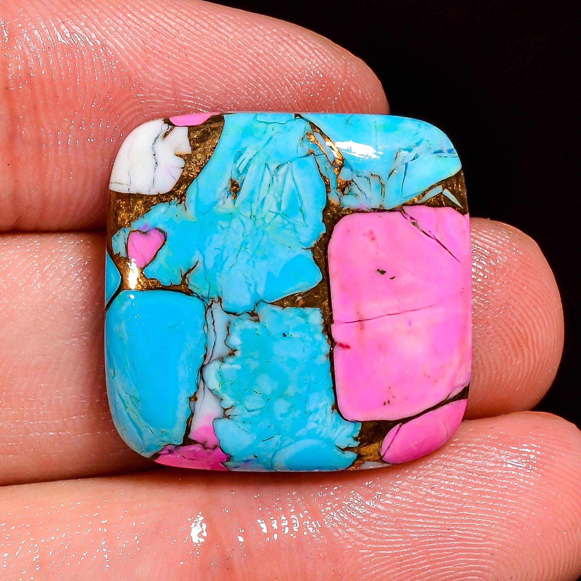 Cotton Candy Turquoise Cushion Shape Cotton Candy Turquoise Gemstone 22X22X5 mm 27 Carat Cotton Candy Crystal Gift For Her
