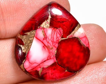 Cabujón en forma de corazón de turquesa y cobre rojo, gema de 20 quilates (24 x 23 x 4 mm)