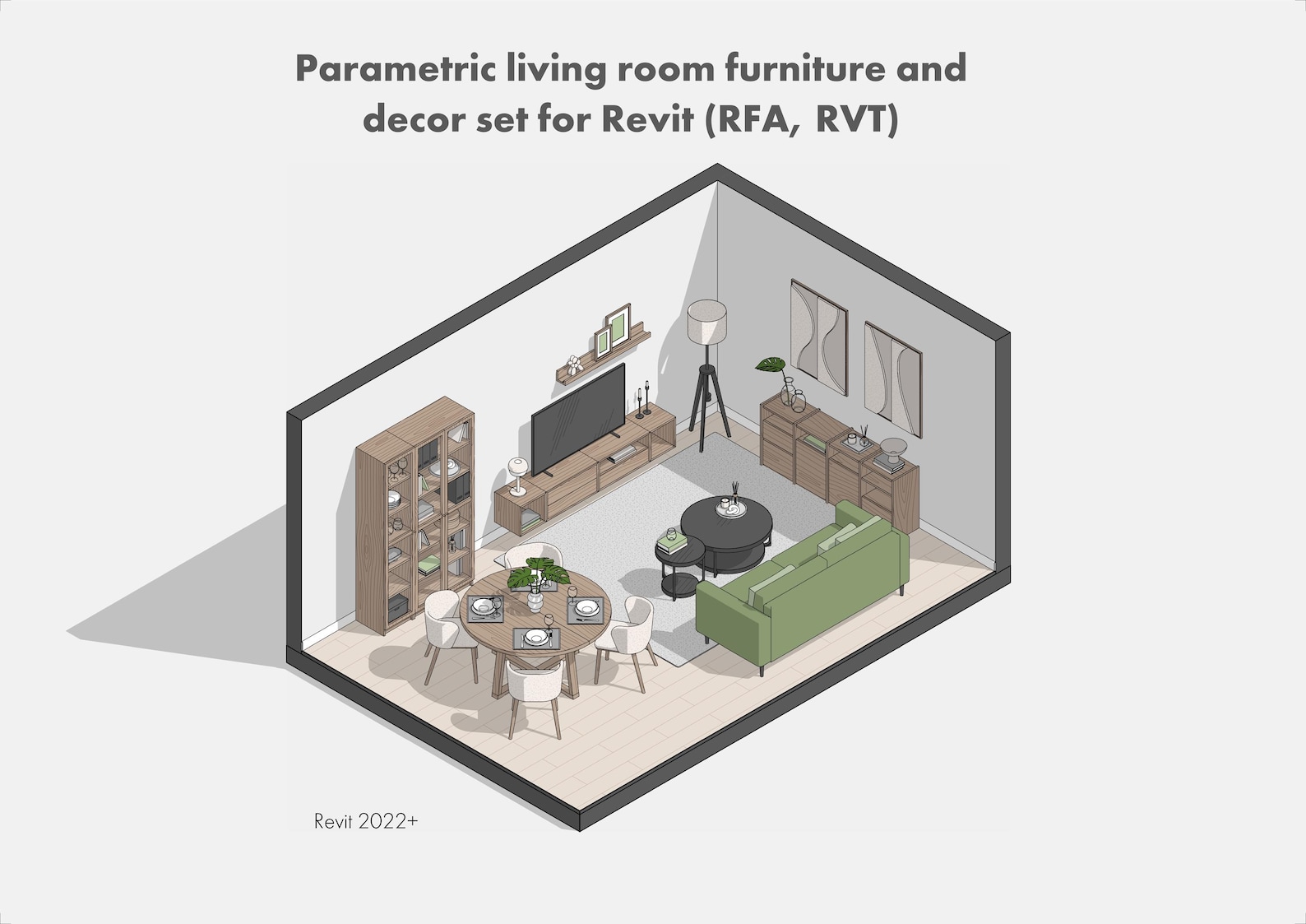 Console Unit Rvt Family Revit Furniture Family Bundle (RFA, RVT) – Parametric Furniture Pack ...