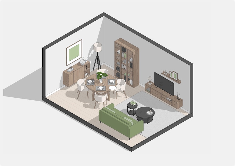 Console Unit Rvt Family Revit Furniture Family Bundle (RFA, RVT) – Parametric Furniture Pack ...