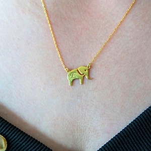 Personalized Initial Elephant Necklace: Sterling Silver Animal Charm