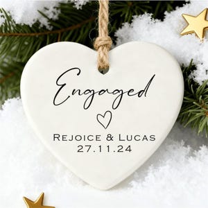 Engaged Ornament 2025 - First Christmas Engaged Ornament - Custom Engagement Ornament with Names & Date - Personalized Wedding Ornament