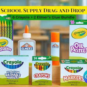 Personalized School Supply Labels: Crayola & Elmer&#39;s Templates (Printable Kit)