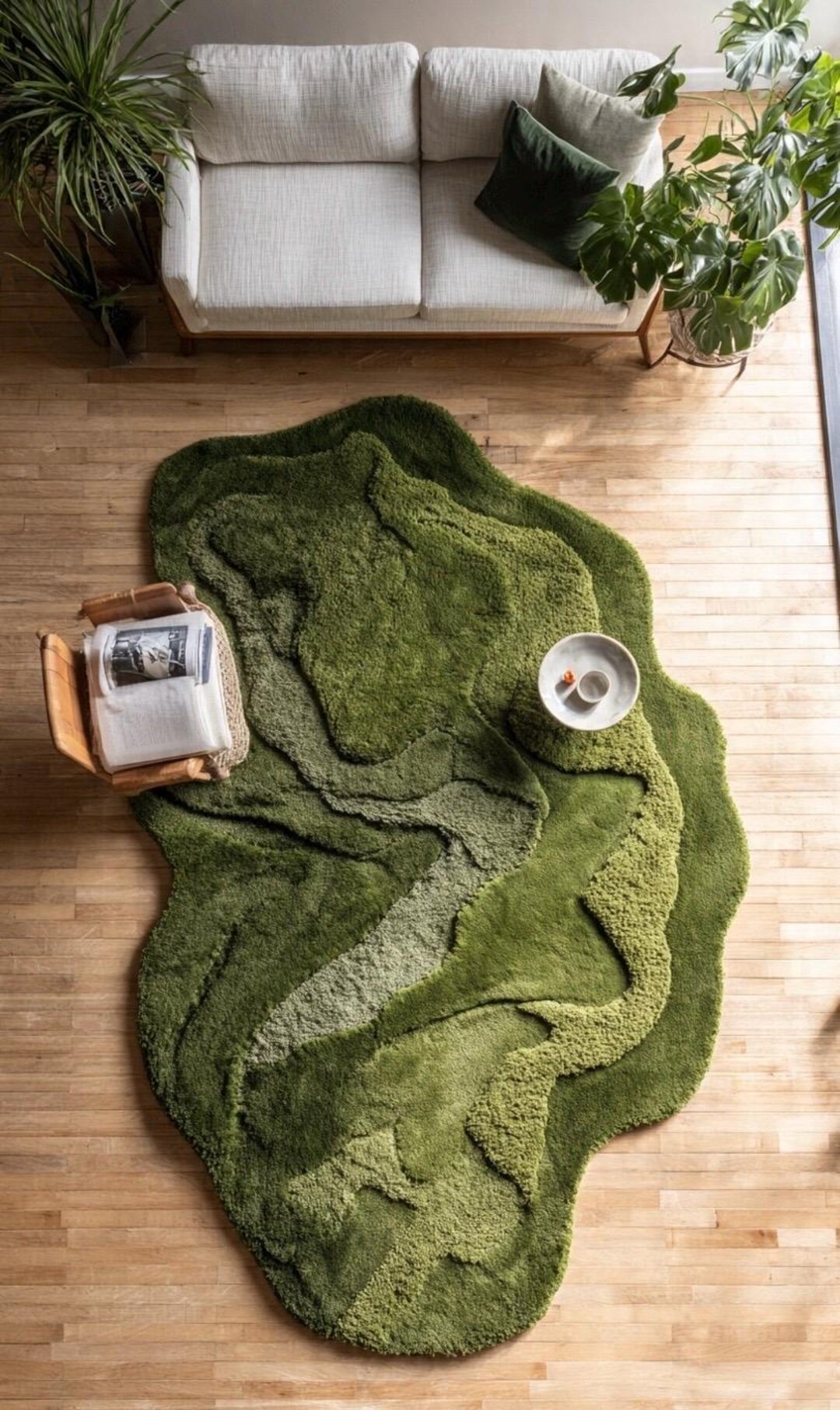 Moss River Deep Pile Tufted Rug or Topography Abstract Pile Tufted Rug ...