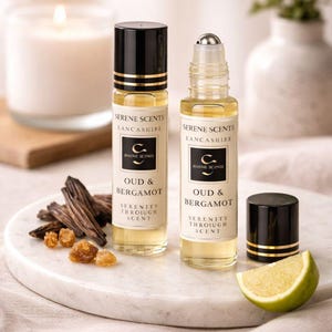 Oud & Bergamot Perfume Oil Rollerball | 10ml | Fresh Citrus Oud Unisex Scent | Alcohol Free | Vegan image 3