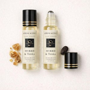 Myrrh & Tonka Perfume Oil Rollerball | 10ml | Warm Amber Unisex Scent | Alcohol Free | Vegan image 2
