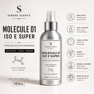 Molecule 01 ISO E Super Perfume, Woody Amber Skin Scent (100ml)