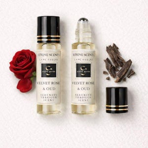Velvet Rose & Oud Perfume Oil Rollerball | 10ml | Floral Oud Unisex Scent | Alcohol Free | Vegan