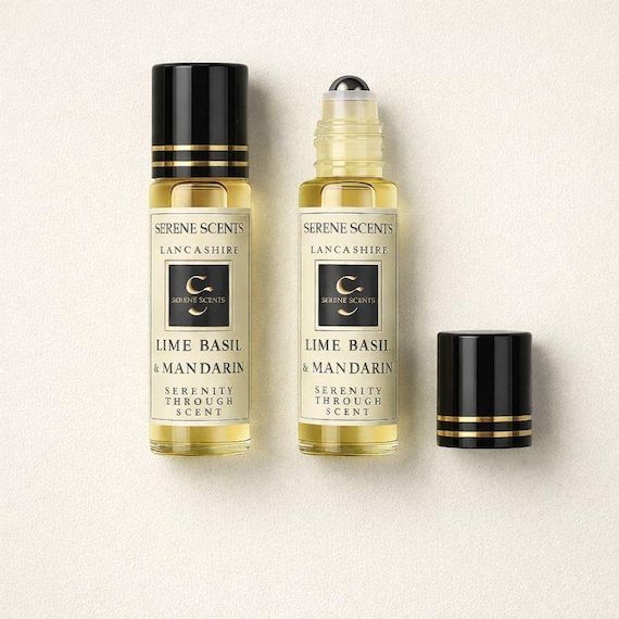 Lime Basil & Mandarin Perfume Oil Rollerball | 10ml | Fresh Citrus Aromatic Scent | Alcohol Free | Vegan