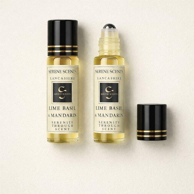 Lime Basil & Mandarin Perfume Oil Rollerball | 10ml | Fresh Citrus Aromatic Scent | Alcohol Free | Vegan Bild 1