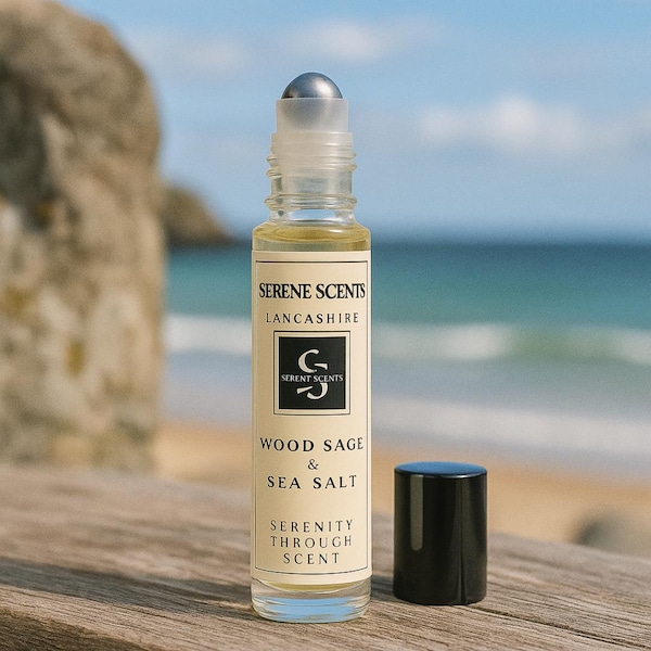 Wood Sage & Sea Salt Perfume Oil Rollerball | Vegan, Alcohol-Free