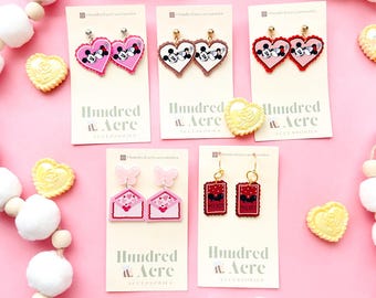 Valentines Mouse small dangle earrings