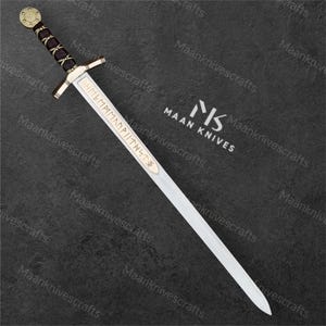 Merlin Excalibur Sword Knight Templar Sword, Medieval Viking Sword, Collectable Sword, Gift Sword for Son, Father, Boyfriend