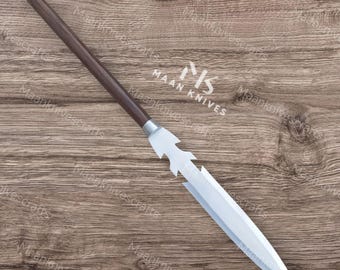 Handmade Carbon Steel Leaf Spear: Rosewood Handle, Medieval Replica